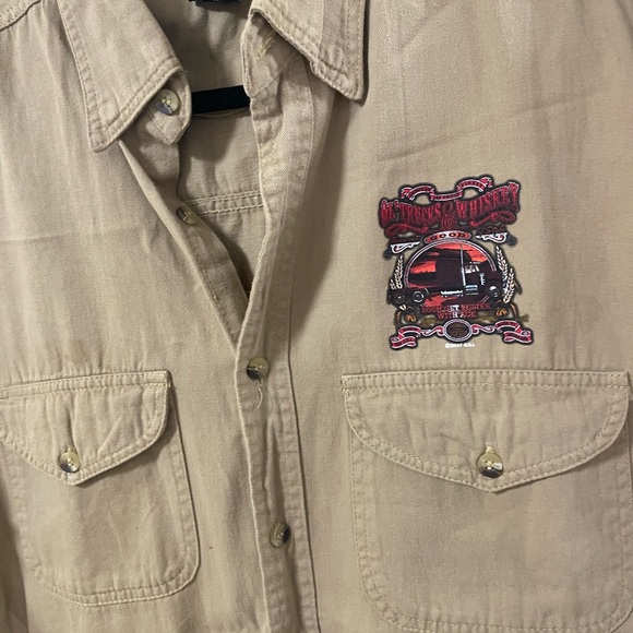 Men’s Denim Beige Sleeveless Shirt Embroidered,New without Tag - Picture 6 of 6